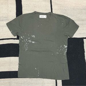 Abercrombie & Fitch Soft AF Green Paint Splatter Print Short Sleeve Crewneck Tee